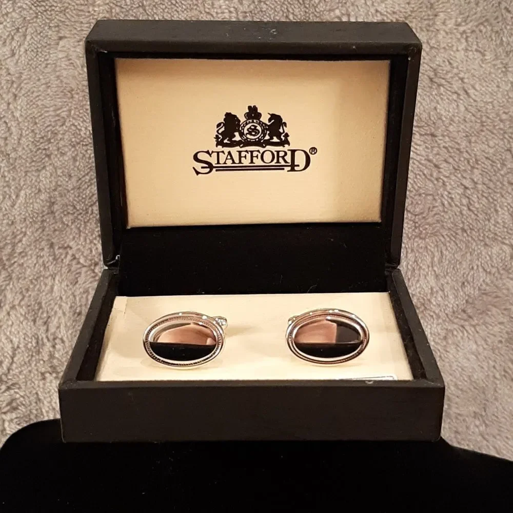 Stafford Engravable Silver Cuff Links